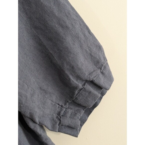 LO Len Ok Lenok Tunic Sz M Blue Linen Lagenlook Pockets 3/4 Sleeve Pullover - Picture 6 of 6